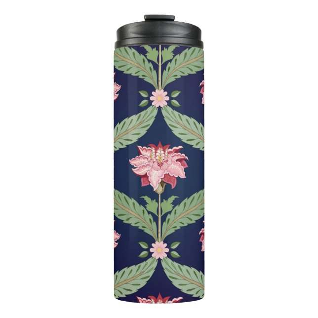 Fantasy-Blume: Dunkle indische Motive Thermosbecher (Vorderseite)