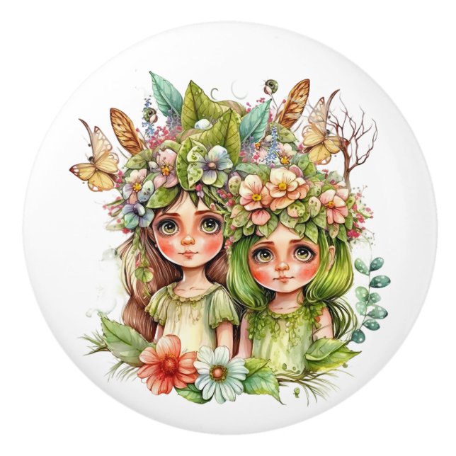 Fantasy Blume Fairies Serie Keramikknauf (Vorderseite)