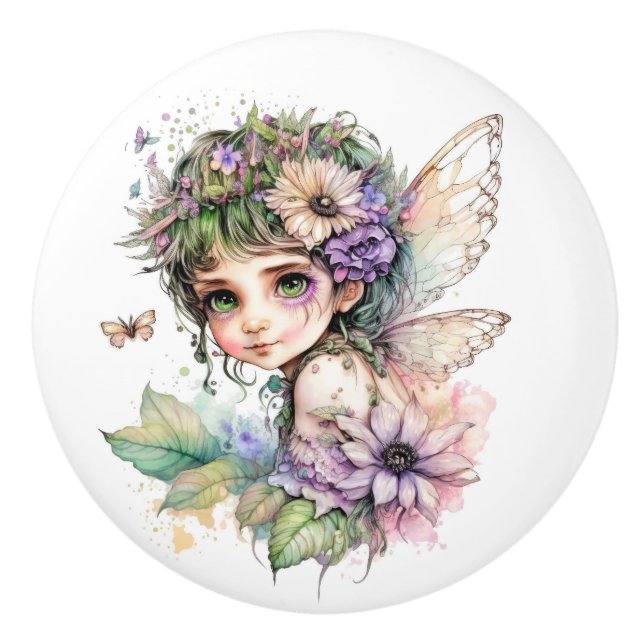 Fantasy Blume Fairies Serie Keramikknauf (Vorderseite)