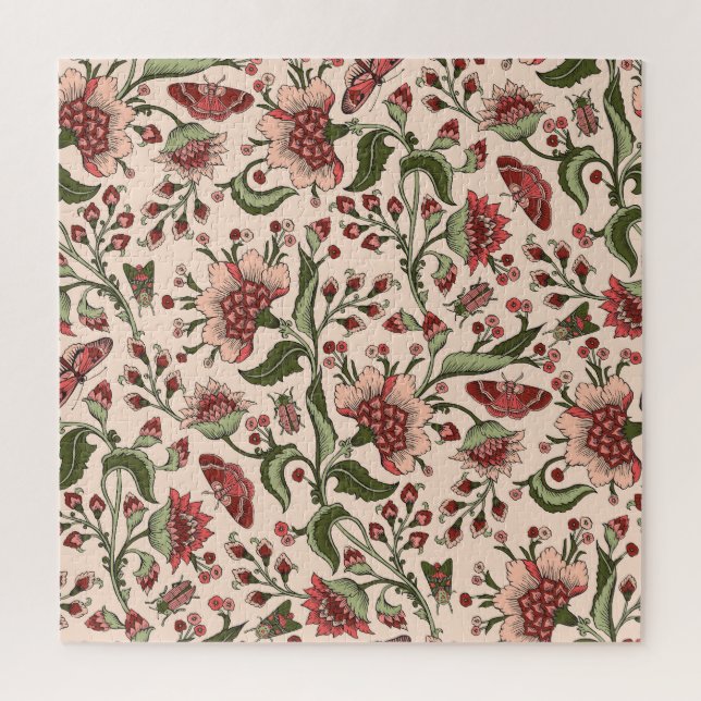 Fantasy Blume Paisley Hand Drawn Puzzle (Vertikal)