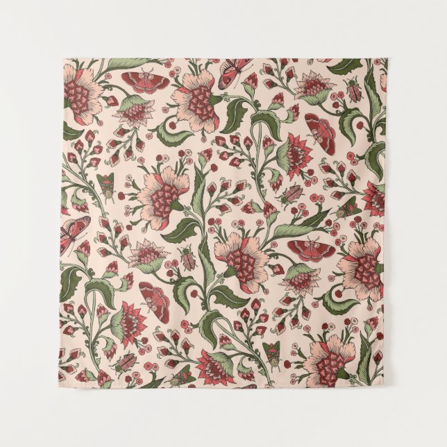 Fantasy Blume Paisley Hand Drawn Wandteppich (Vorderseite)