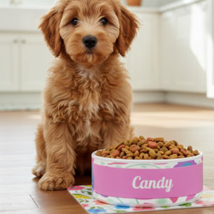 Fantasy-Blume Rosa Blau Lila Keramik Pet Bowl Napf