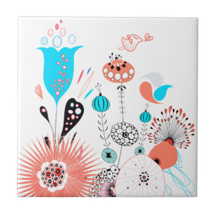 Fantasy-Blume und Birdie Fliese