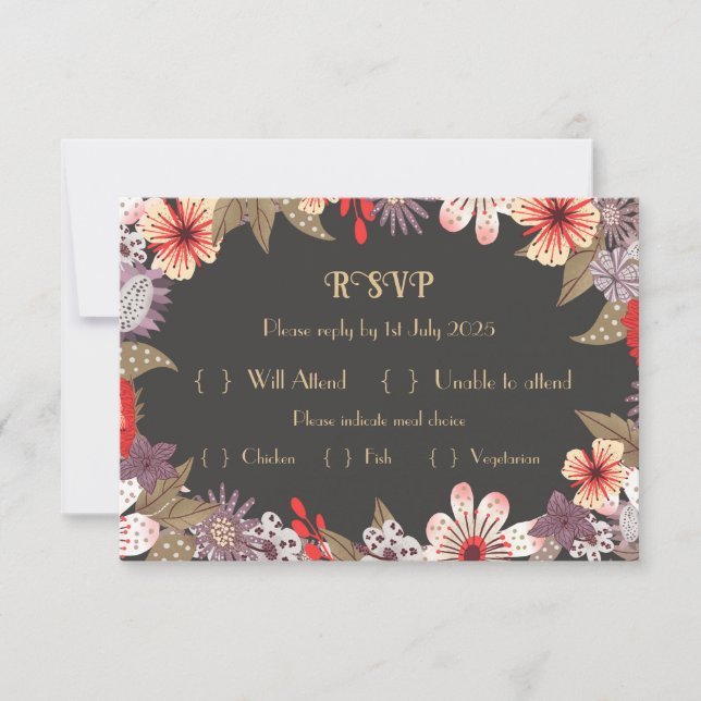 Fantasy-Blume - Wedding RSVP-Karte RSVP Karte (Vorderseite)