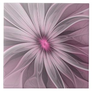 Fantasy-Blumen-Abstrakt-Pfirsich-Blumen-Fraktal-Ku Fliese