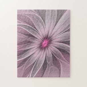 Fantasy-Blumen-Abstrakt-Pfirsich-Blumen-Fraktal-Ku Puzzle