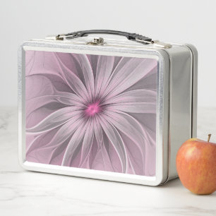 Fantasy-Blumen-Abstrakte-Pflaume-Blumen-Fraktal-Ku Metall Lunch Box