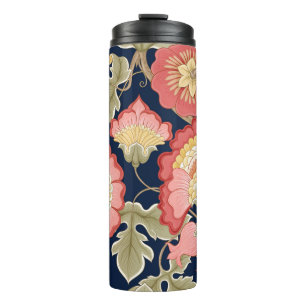 Fantasy-Blumen im retro, vintage, jacobean Stick Thermosbecher
