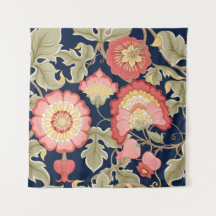 Fantasy-Blumen im retro, vintage, jacobean Stick Wandteppich