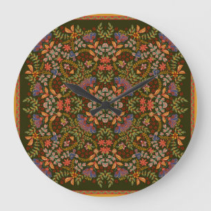 Fantasy-Blumen-Quadrat-Taschendesign Große Wanduhr
