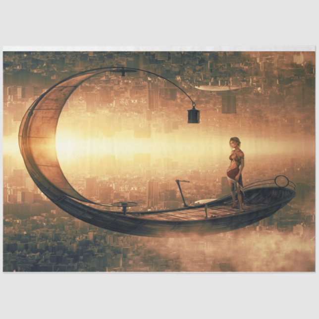 Fantasy Boat Travel 20x30 Decoupage Seidenpapier (Vorderseite)