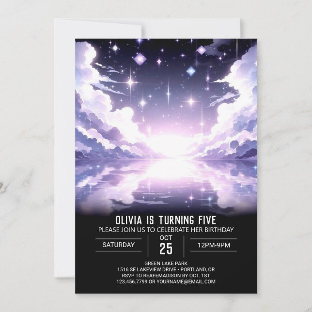 Fantasy Boho Celestial Digital Geburtstag Einladung (Vorderseite)