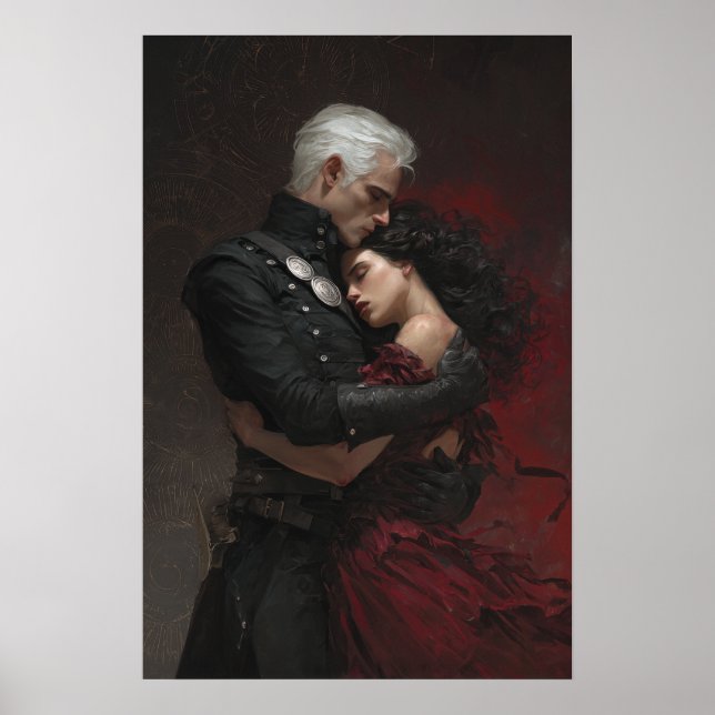 Fantasy book art main characters embracing  poster (Vorne)