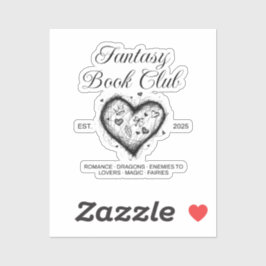 Fantasy Book Club Typografie & Heart Doodle Sketch Aufkleber