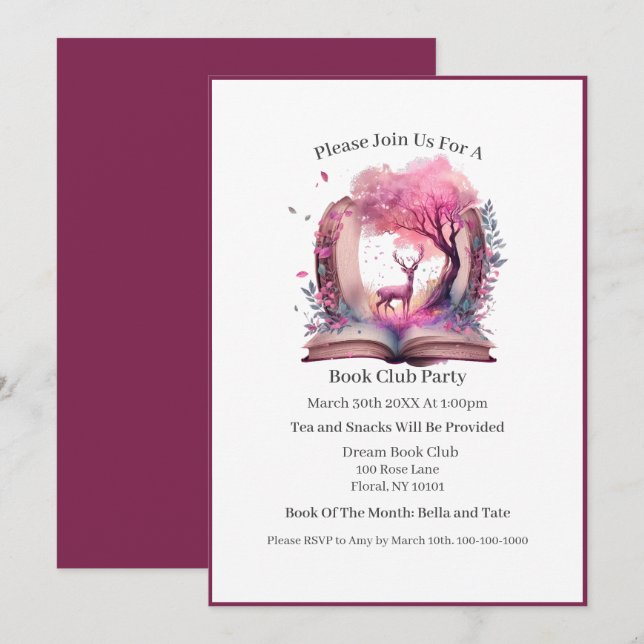 Fantasy Book Lover, Book Club Einladung (Vorne/Hinten)