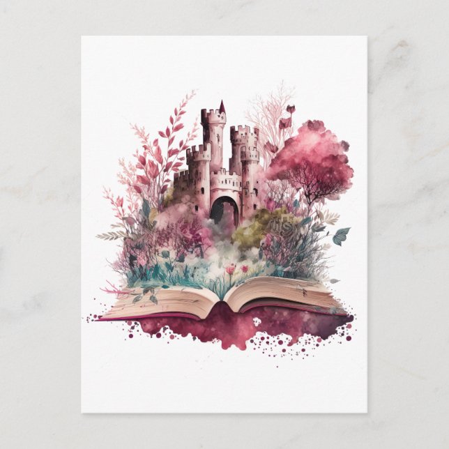 Fantasy Book Lover Design Postkarte (Vorderseite)