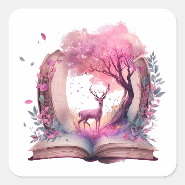 Fantasy Book Lover Design Quadratischer Aufkleber (Vorderseite)