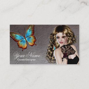 Fantasy Brünett Butterfly Frauenkarte Visitenkarte
