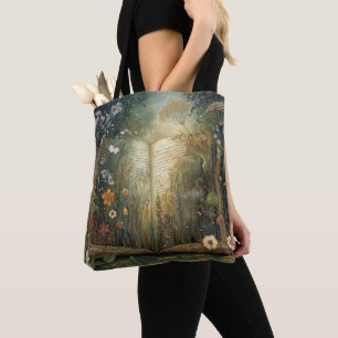 Fantasy-Buch und Blumen Whimsical All-Over-Print 