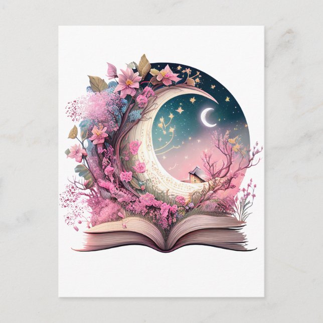Fantasy-Buchliebhaber-Design Postkarte (Vorderseite)