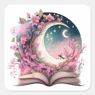Fantasy-Buchliebhaber-Design Quadratischer Aufkleber