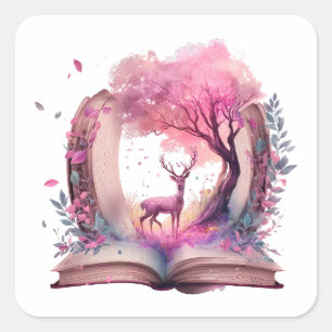 Fantasy-Buchliebhaber-Design Quadratischer Aufkleber