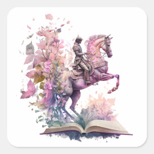 Fantasy-Buchliebhaber-Design Quadratischer Aufkleber