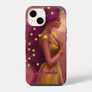 Fantasy Bunte Prinzessin Mädchen rosa gold Sterne  iPhone 14 Hülle