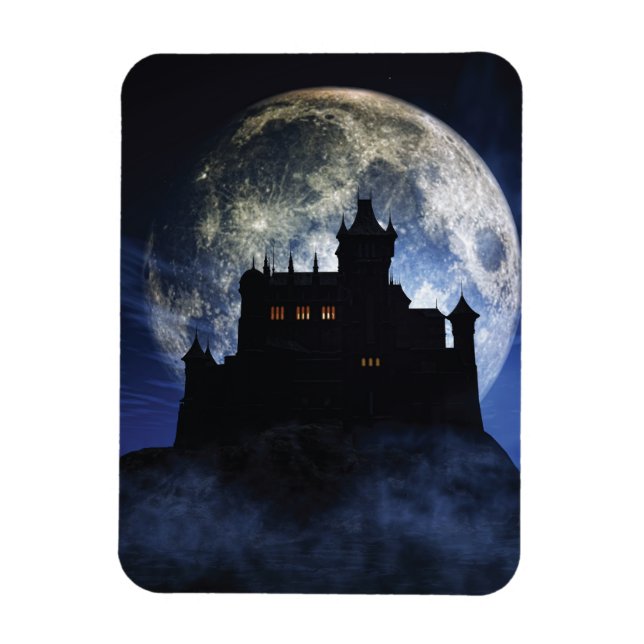 Fantasy-Burg in der Nacht Magnet (Vertikal)