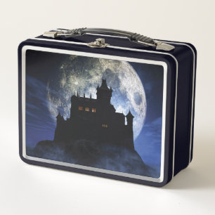Fantasy-Burg in der Nacht Metall Brotdose