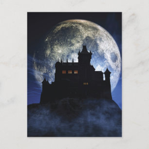 Fantasy-Burg in der Nacht Postkarte