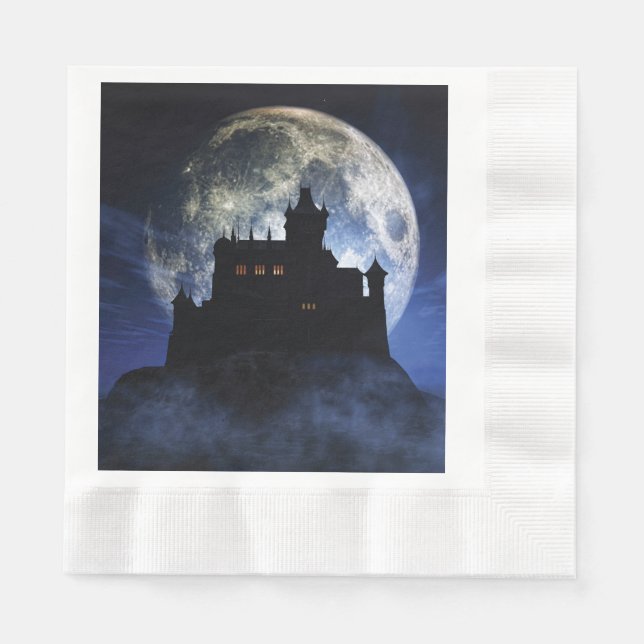 Fantasy-Burg in der Nacht Serviette (Vorderseite)