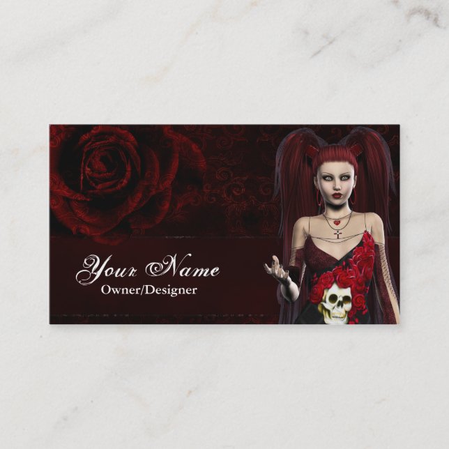 Fantasy Business Cards - Dunkle Gotische Frau 2 Visitenkarte (Vorderseite)