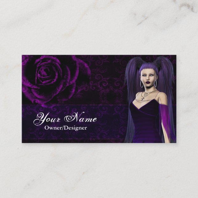 Fantasy Business Cards - Dunkle Gotische Frau 4 Visitenkarte (Vorderseite)