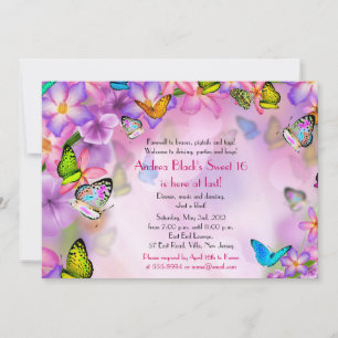 Fantasy Butterflies Blume Sweet 16 Einladung