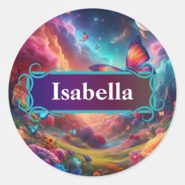 Fantasy Butterfly Etikett Runder Aufkleber