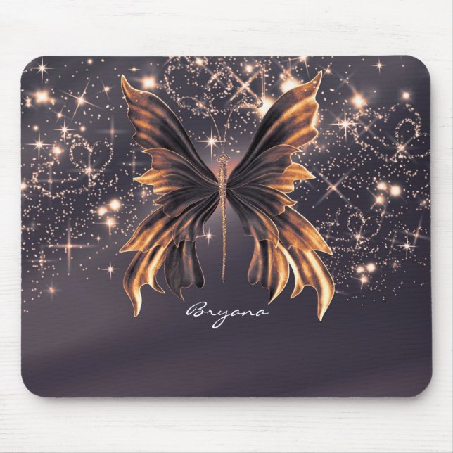 Fantasy Butterfly Gold Sparkon Mousepad (Vorne)