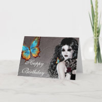 Fantasy Butterfly Goth Frau Geburtstagskarte