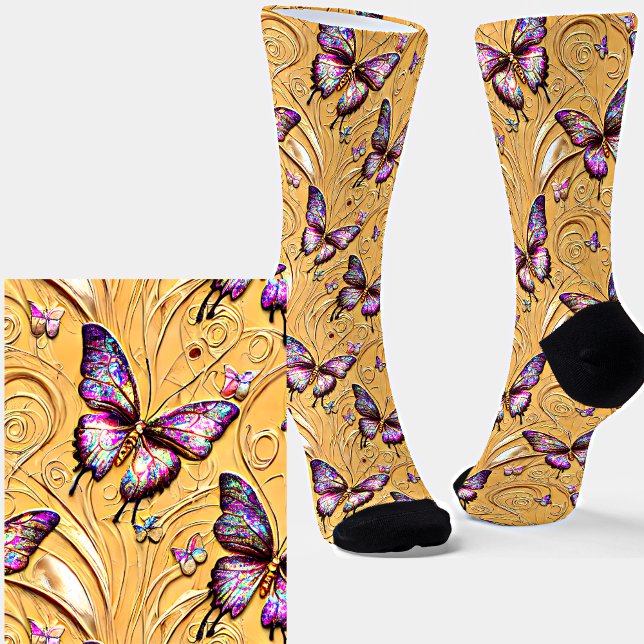 Fantasy Butterfly Maurice Iridescent Cream Texture Socken (Von Creator hochgeladen)