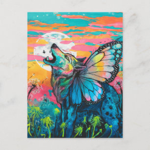 Fantasy Butterfly Wolf Postkarte