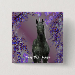 Fantasy Button für Schwarze Einhorn-Blume