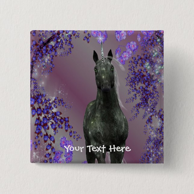 Fantasy Button für Schwarze Einhorn-Blume (Vorderseite)