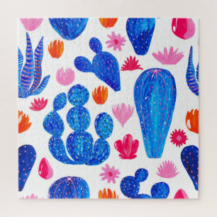 Fantasy Cacti: Dekoratives Nahtloses Muster. Puzzle