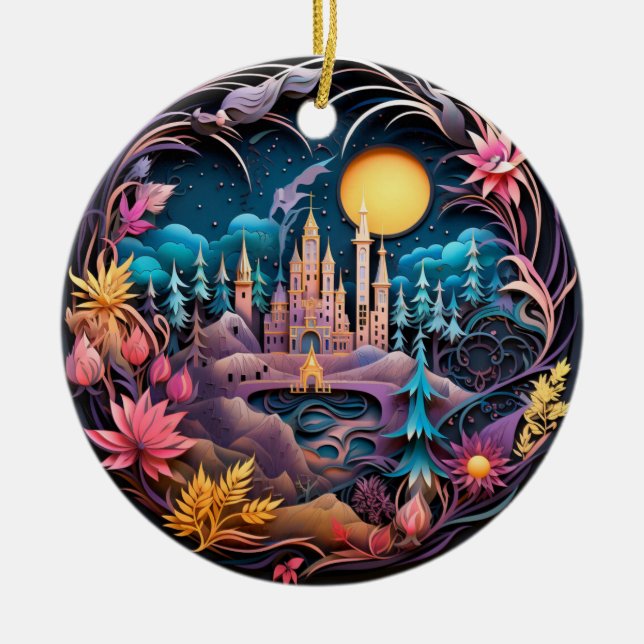 Fantasy Castle Deco, gepflegt Keramik Ornament (Vorne)