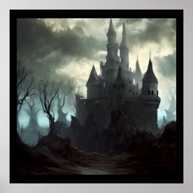Fantasy Castle Furchteinflößende Landschaft 2 Poster (Vorne)