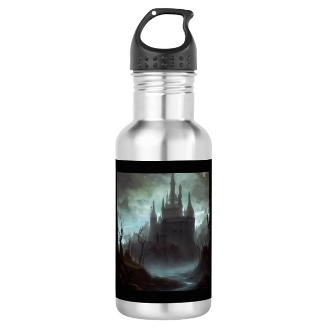 Fantasy Castle Furchteinflößende Landschaft 3 Edelstahlflasche (Vorderseite)