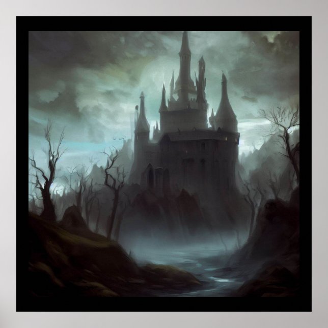 Fantasy Castle Furchteinflößende Landschaft 3 Poster (Vorne)