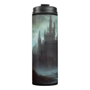 Fantasy Castle Furchteinflößende Landschaft 3 Thermosbecher