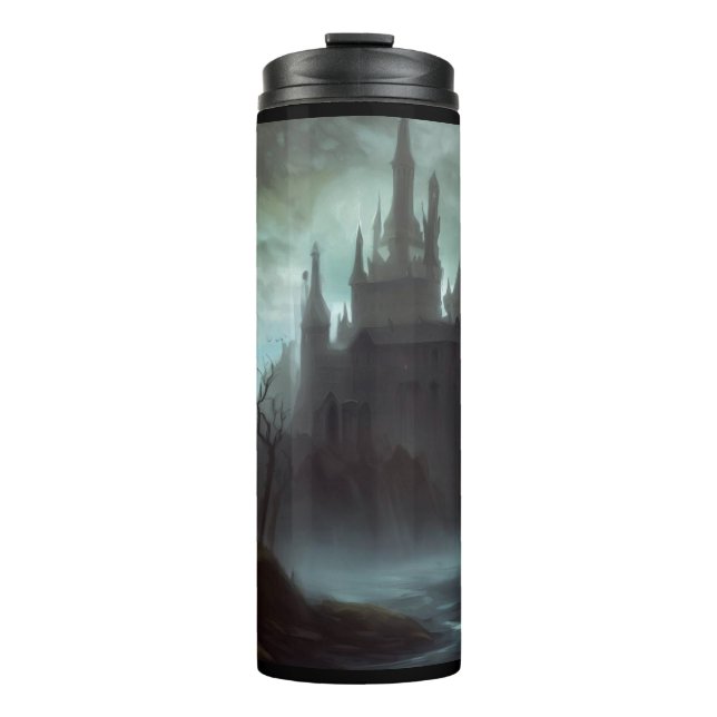 Fantasy Castle Furchteinflößende Landschaft 3 Thermosbecher (Vorderseite)