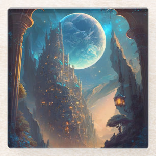 Fantasy Castle Landschaft Glasuntersetzer